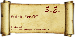 Sulik Ernő névjegykártya